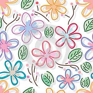 Flower leaf leaving seamless pattern