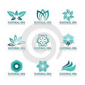 Flower and leaf logo vector set design for Beauty spa salon or hotel
