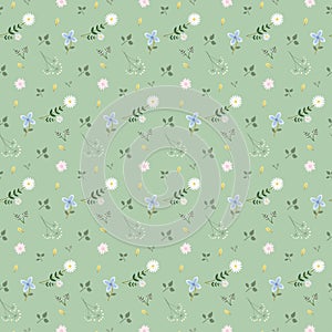 Flower and leaf  pattern background  isolated on green background