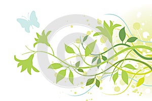 Flower, Leaves and a Butterfly