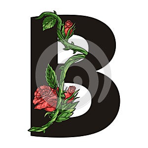 Flower letter B colorful sticker