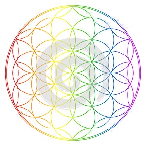 Flower of life, buddhism chakra illustration