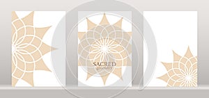 Flower of life mandala of sacred ancient geometry. Vector set template. Alchemy, religion, philosophy, astrology cards