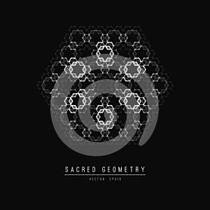 Flower of Life. Sacred Geometry. Symbol Harmony and Balance. Vector Illustration.