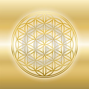 Flower Of Life Shiny Golden Gleaming Glossy Gold