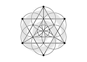 Flower of Life symbol Metatron Merkaba Sacred Geometry. Logo icon  Geometric mystic mandala of alchemy esoteric Seed of life sign