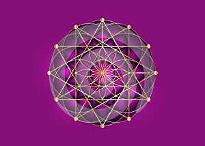 Flower of Life symbol Metatron Merkaba Sacred Geometry. Logo icon  Geometric mystic mandala of alchemy esoteric Seed of life sign