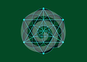 Flower of Life symbol Metatron Merkaba Sacred Geometry. Logo icon  Geometric mystic mandala of alchemy esoteric Seed of life sign