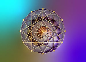 Flower of Life symbol Metatron Merkaba Sacred Geometry. Logo icon  Geometric mystic mandala of alchemy esoteric Seed of life sign