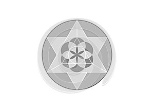 Flower of Life symbol Metatron Merkaba Sacred Geometry. Logo icon Geometric mystic mandala of alchemy esoteric Seed of life vector