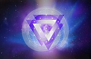 Flower of life symbol, portal, life soul journey through abstract Universe doorway