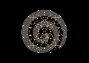 Flower of Life symbol Sacred Geometry. Gold luxury Logo icon Geometric mystic mandala of alchemy esoteric Seed of Life. Vector
