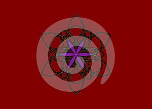 Flower of Life symbol Sacred Geometry. Gold luxury Logo icon round geometric mystic purple lotus mandala of alchemy esoteric Seed