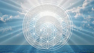 Flower of life symbol in the sky, portal, life photo