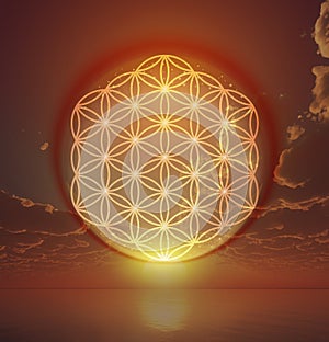 Flower of life symbol in the sky, portal, life