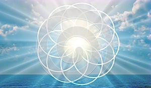 Flower of life symbol in the sky, portal, life