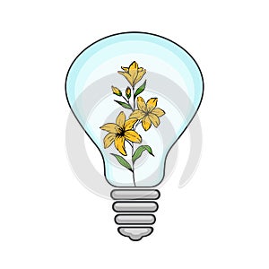 Flower in a light bulb