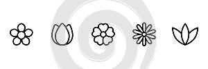 Flower line icon set