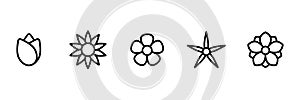 Flower line icon set.