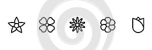 Flower line icon set.