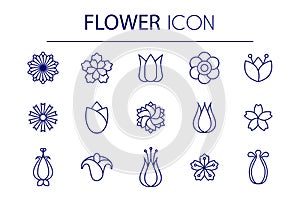 Flower lineart set