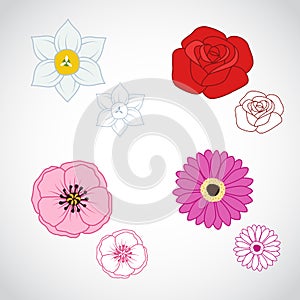 Flower Lineart Set 4