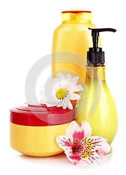 Flower and liquid soap isolated