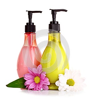 Flower and liquid soap isolated