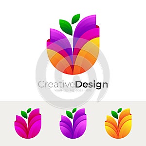 Flower logo and colorful design template, nature logos