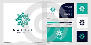 Flower logo design with line art style. logos can be used for spa, beauty salon, decoration, boutique. and business card