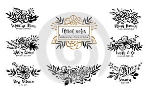 Flower logo template. Floral botanical collection. Flowers, bran