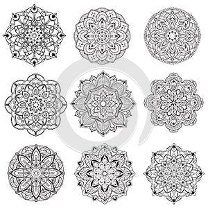 Flower mandala black color Vintage decorative