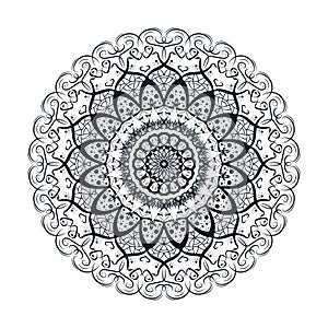 Flower Mandala Design. Coloring book page. Vector illustration