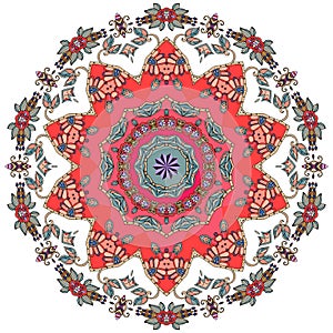 Flower - mandala on white background. Arabic, indian, turkish, pakistan, chinese motives.