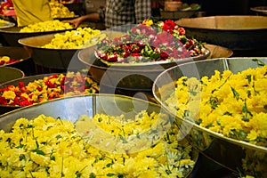 Flower market in Thanjavur, Tamil Nadu, India