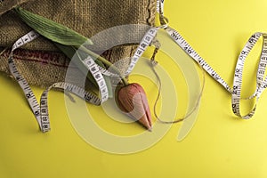 Flower  with a measuring tape, diet or healthy eating concept