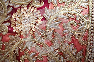 Flower motif on Pink colored lehenga with embroidery work