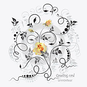 Flower motif sketch for design.Yellow rose.