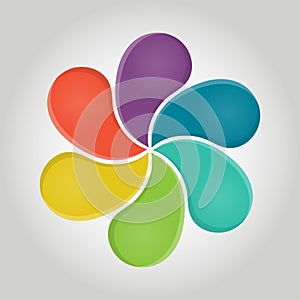 Flower with multicolored leaves. Creative vector illustration for infographics, banners, stickers or logos