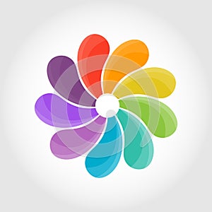 Flower with multicolored leaves. Creative vector illustration for infographics, banners, stickers or logos