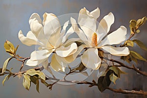 Flower nature magnolia tree blooming plant blossom petal background white garden