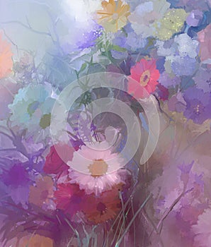 Flower oil painting.Flora Vintage color background