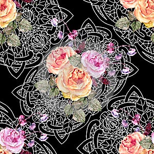 Flower with openwork.  Seamless pattern.