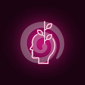 Flower, optimistic, head neon icon. Elements of Creative thinking set. Simple icon for websites, web design, mobile app, info