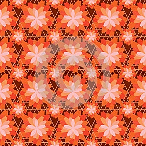 Flower orange color symmetry seamless pattern