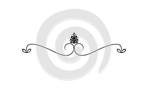 Flower ornament dividers. Hand drawn vines decoration, floral ornamental divider and sketch leaves ornaments photo