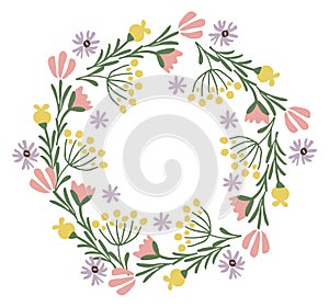 Flower ornamnet circle. Wedding invitation floral element