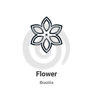 Flower outline vector icon. Thin line black flower icon, flat vector simple element illustration from editable brazilia concept