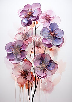 Flower painting set against a backdrop of intricate floral patterns. Generative Ai