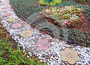 Flower pattern block of the walkway